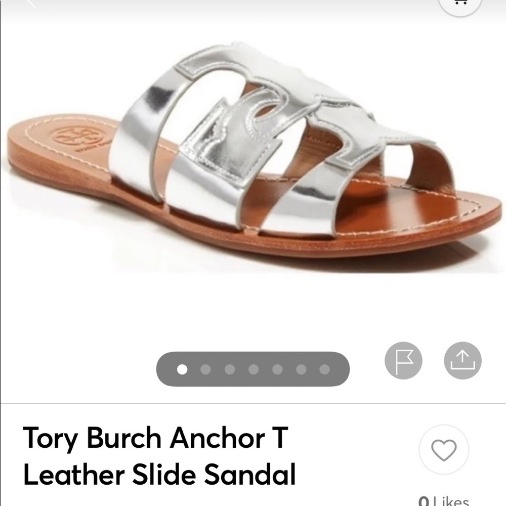 Tory Burch Anchor T slide sandals silver 9.5